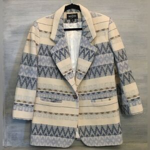 Vintage Wool Satin Lined Blazer Made in Ukraine by Braetan Southwestern Print LN